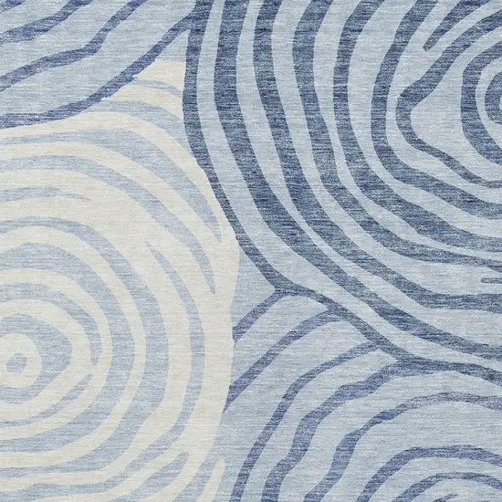 Sky Blue Denim Blue And Ivory Abstract Washable Indoor Outdoor Area Rug Photo 5