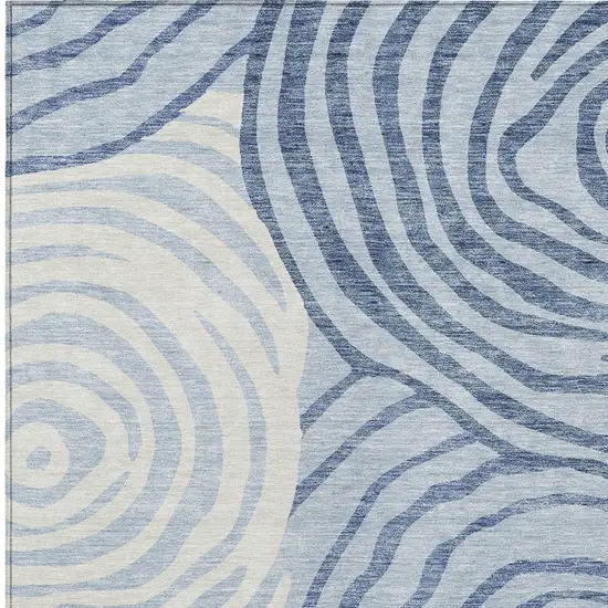 Sky Blue Denim Blue And Ivory Abstract Washable Indoor Outdoor Area Rug Photo 4
