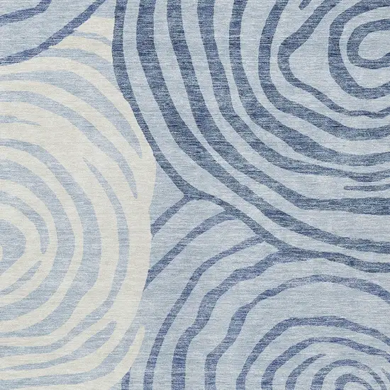 Sky Blue Denim Blue And Ivory Abstract Washable Indoor Outdoor Area Rug Photo 4