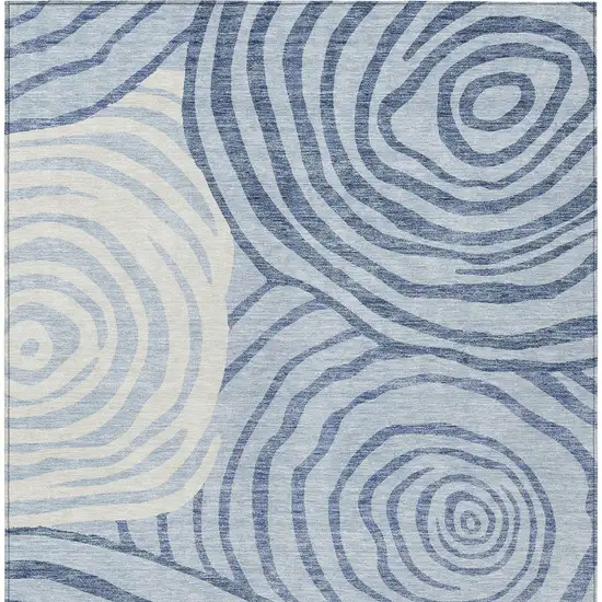 Sky Blue Denim Blue And Ivory Abstract Washable Indoor Outdoor Area Rug Photo 4