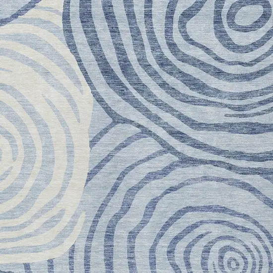 Sky Blue Denim Blue And Ivory Abstract Washable Indoor Outdoor Area Rug Photo 4