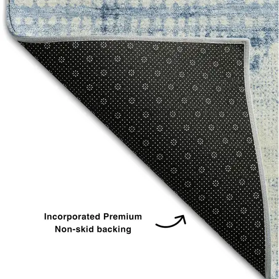 Sky Blue Denim Blue And Ivory Diamond Washable Area Rug With UV Protection Photo 7