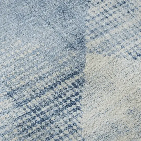 Sky Blue Denim Blue And Ivory Diamond Washable Area Rug With UV Protection Photo 9