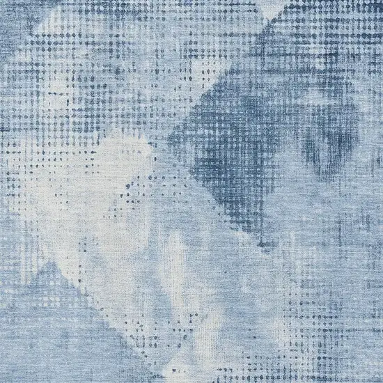 Sky Blue Denim Blue And Ivory Diamond Washable Area Rug With UV Protection Photo 2
