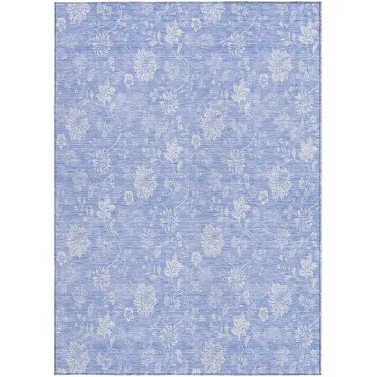 Sky Blue Denim Blue And Ivory Floral Washable Indoor Outdoor Area Rug Photo 6
