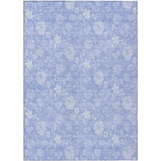 Sky Blue Denim Blue And Ivory Floral Washable Indoor Outdoor Area Rug Photo 2