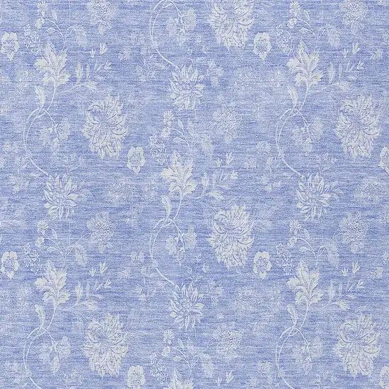 Sky Blue Denim Blue And Ivory Floral Washable Indoor Outdoor Area Rug Photo 5