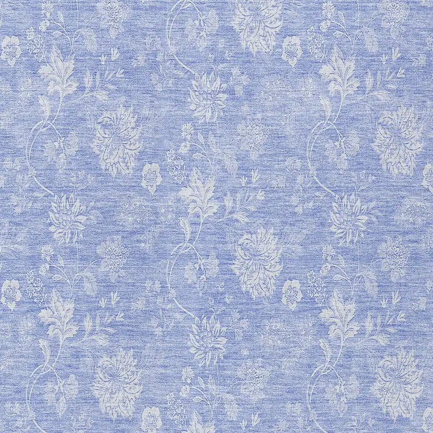 Sky Blue Denim Blue And Ivory Floral Washable Indoor Outdoor Area Rug Photo 5