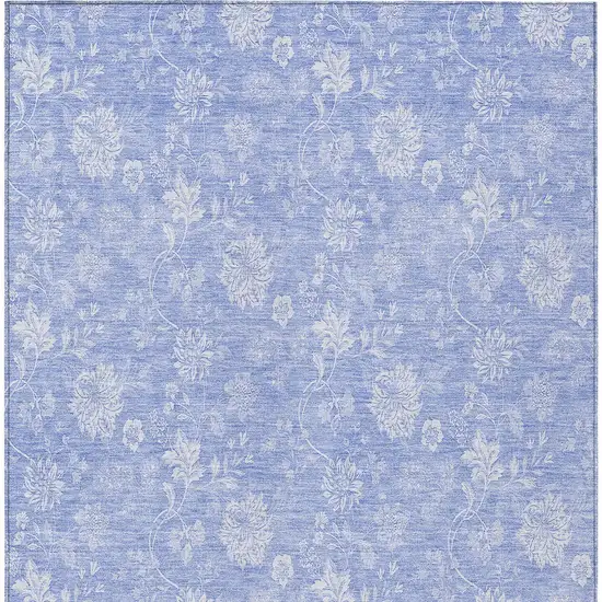 Sky Blue Denim Blue And Ivory Floral Washable Indoor Outdoor Area Rug Photo 6