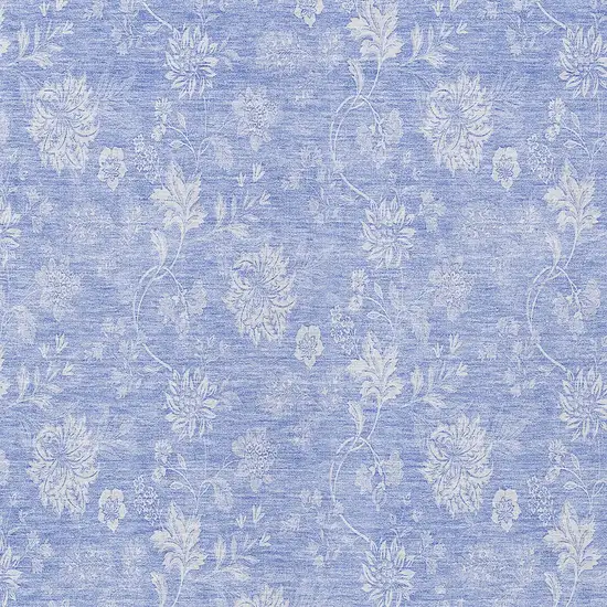 Sky Blue Denim Blue And Ivory Floral Washable Indoor Outdoor Area Rug Photo 5