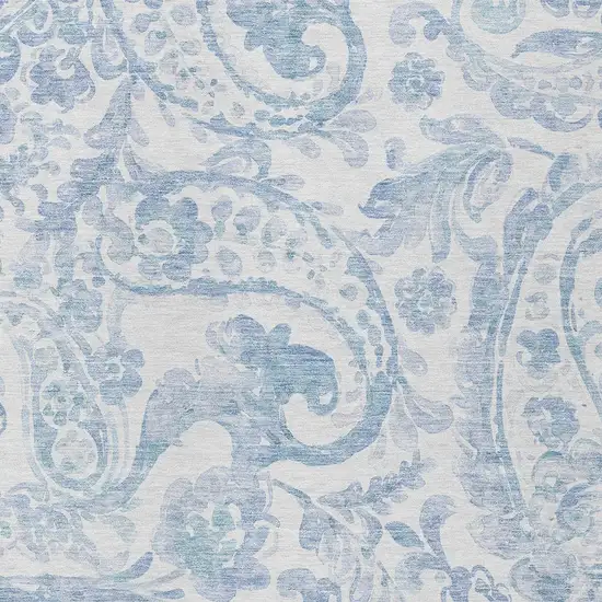 Sky Blue Denim Blue And Ivory Paisley Washable Indoor Outdoor Area Rug Photo 6