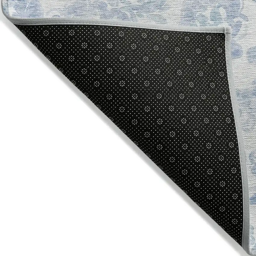 Sky Blue Denim Blue And Ivory Paisley Washable Indoor Outdoor Area Rug Photo 4