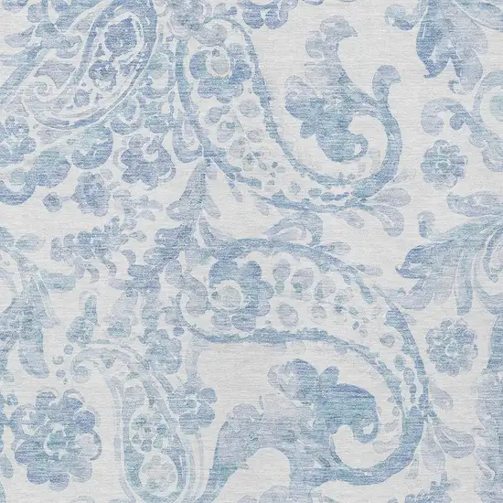 Sky Blue Denim Blue And Ivory Paisley Washable Indoor Outdoor Area Rug Photo 6