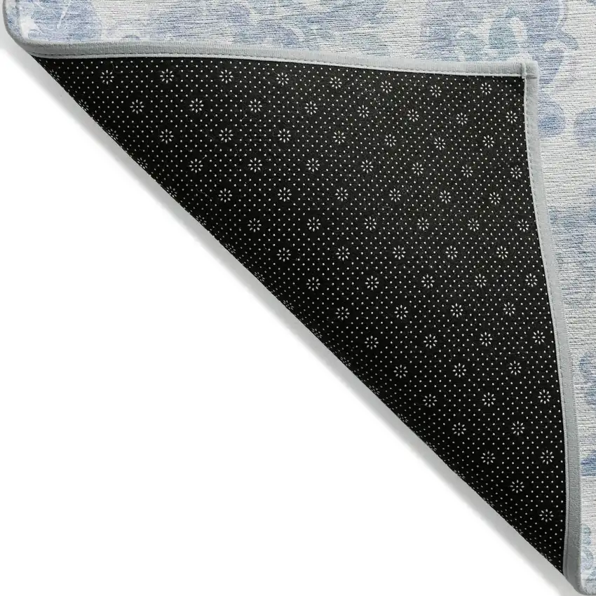 Sky Blue Denim Blue And Ivory Paisley Washable Indoor Outdoor Area Rug Photo 4