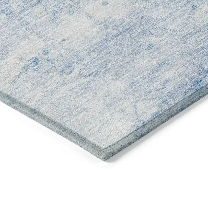 Sky Blue Denim Blue And Silver Abstract Washable Indoor Outdoor Area Rug Photo 3