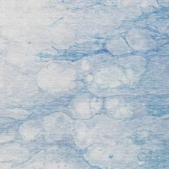 Sky Blue Denim Blue And Silver Abstract Washable Indoor Outdoor Area Rug Photo 5