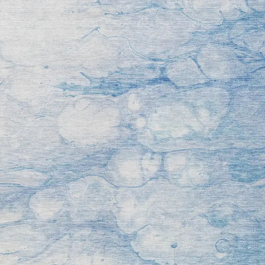 Sky Blue Denim Blue And Silver Abstract Washable Indoor Outdoor Area Rug Photo 5