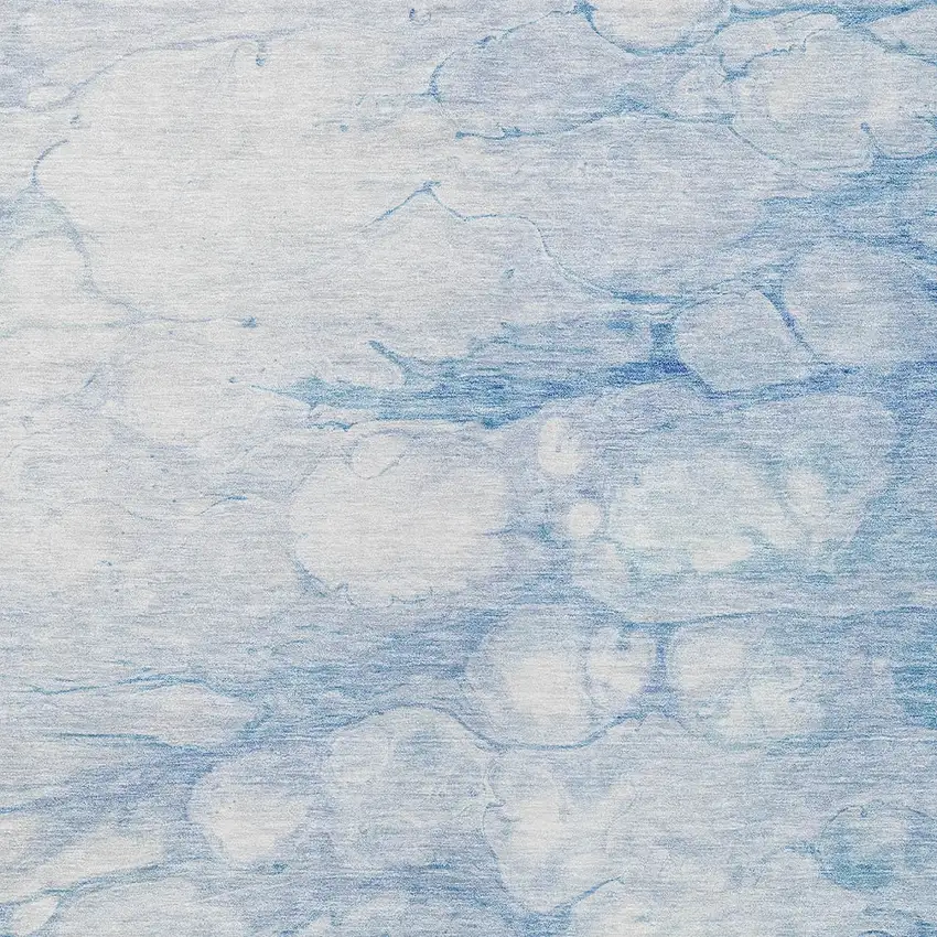 Sky Blue Denim Blue And Silver Abstract Washable Indoor Outdoor Area Rug Photo 5