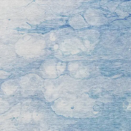 Sky Blue Denim Blue And Silver Abstract Washable Indoor Outdoor Area Rug Photo 4