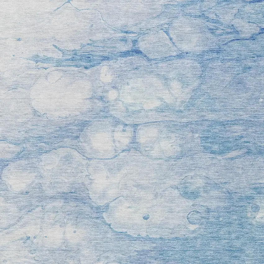 Sky Blue Denim Blue And Silver Abstract Washable Indoor Outdoor Area Rug Photo 4