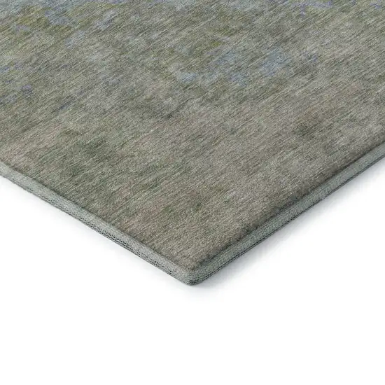 Sky Blue Fern Green And Beige Abstract Washable Area Rug With UV Protection Photo 7