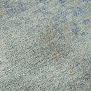 Photo of Sky Blue Fern Green And Beige Abstract Washable Area Rug With UV Protection