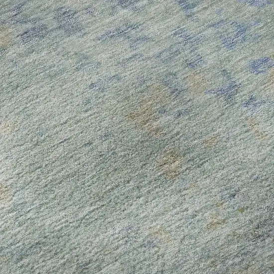 Sky Blue Fern Green And Beige Abstract Washable Area Rug With UV Protection Photo 9