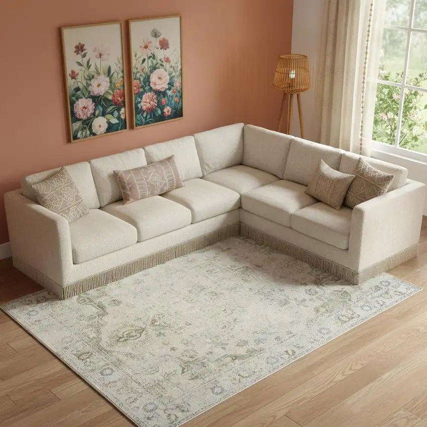 Sky Blue Floral Area Rug Photo 1