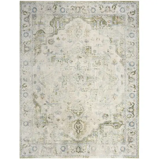 Sky Blue Floral Medallion Area Rug Photo 6