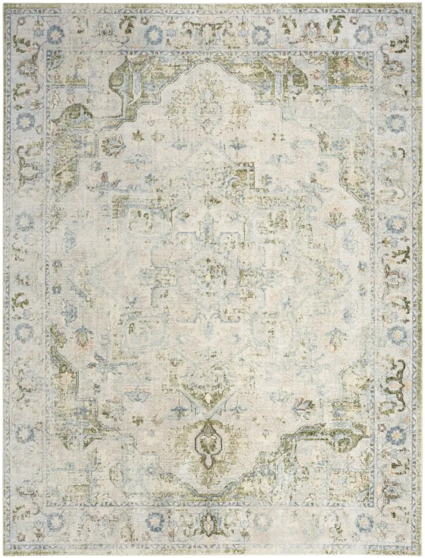 Sky Blue Floral Medallion Area Rug Photo 6