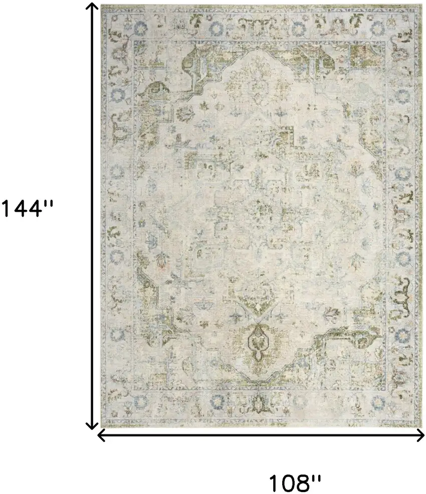 Sky Blue Floral Medallion Area Rug Photo 3