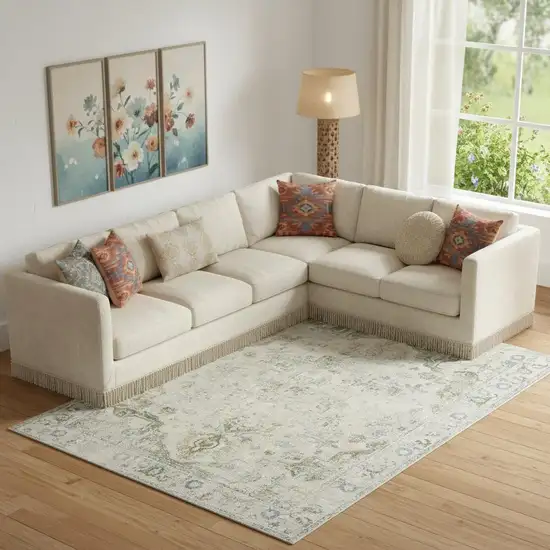 Sky Blue Floral Medallion Area Rug Photo 1