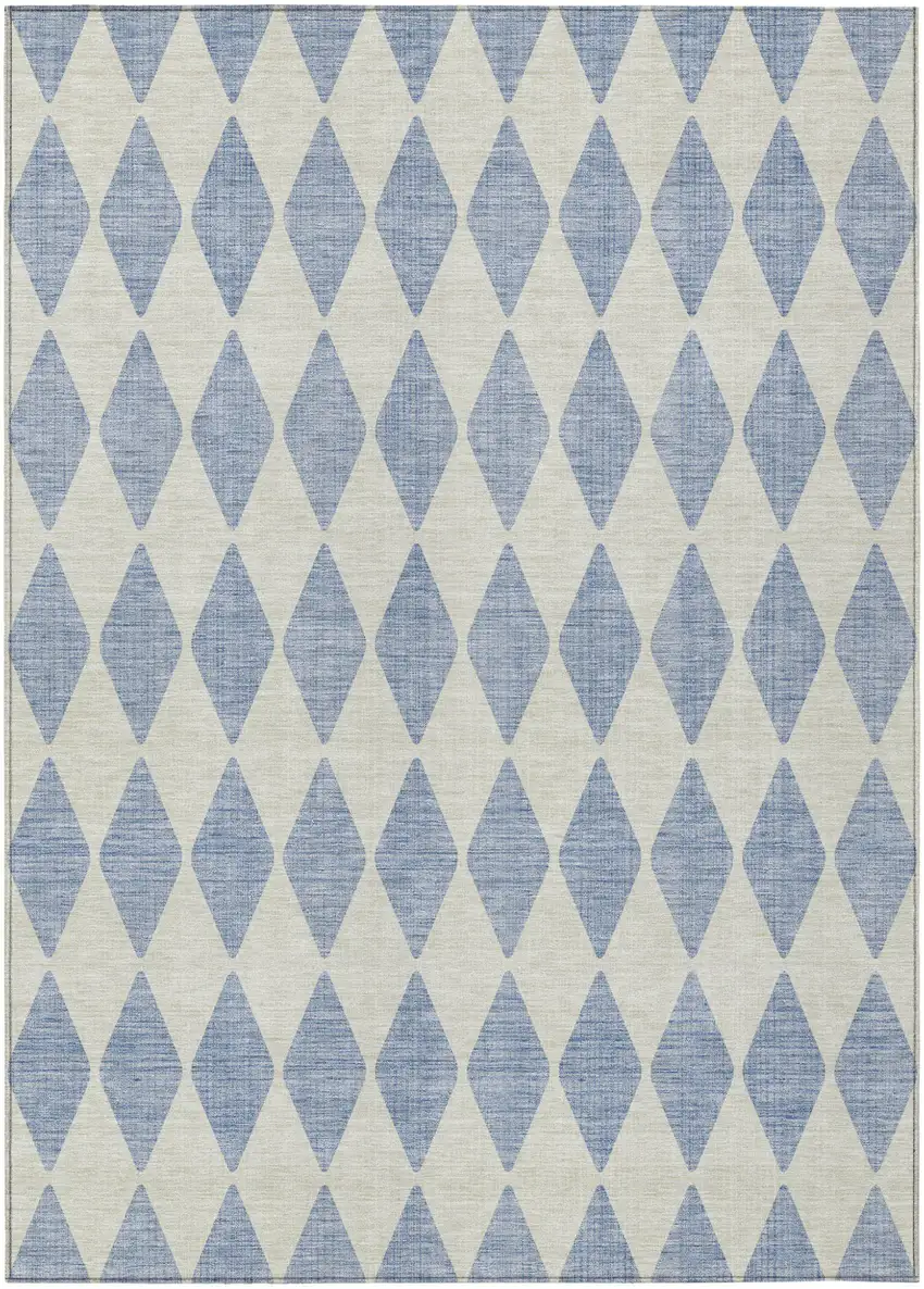 Sky Blue Geometric Washable Indoor Outdoor Area Rug Photo 2