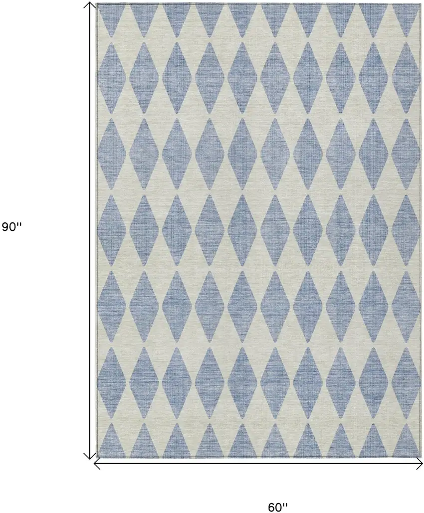 Sky Blue Geometric Washable Indoor Outdoor Area Rug Photo 3
