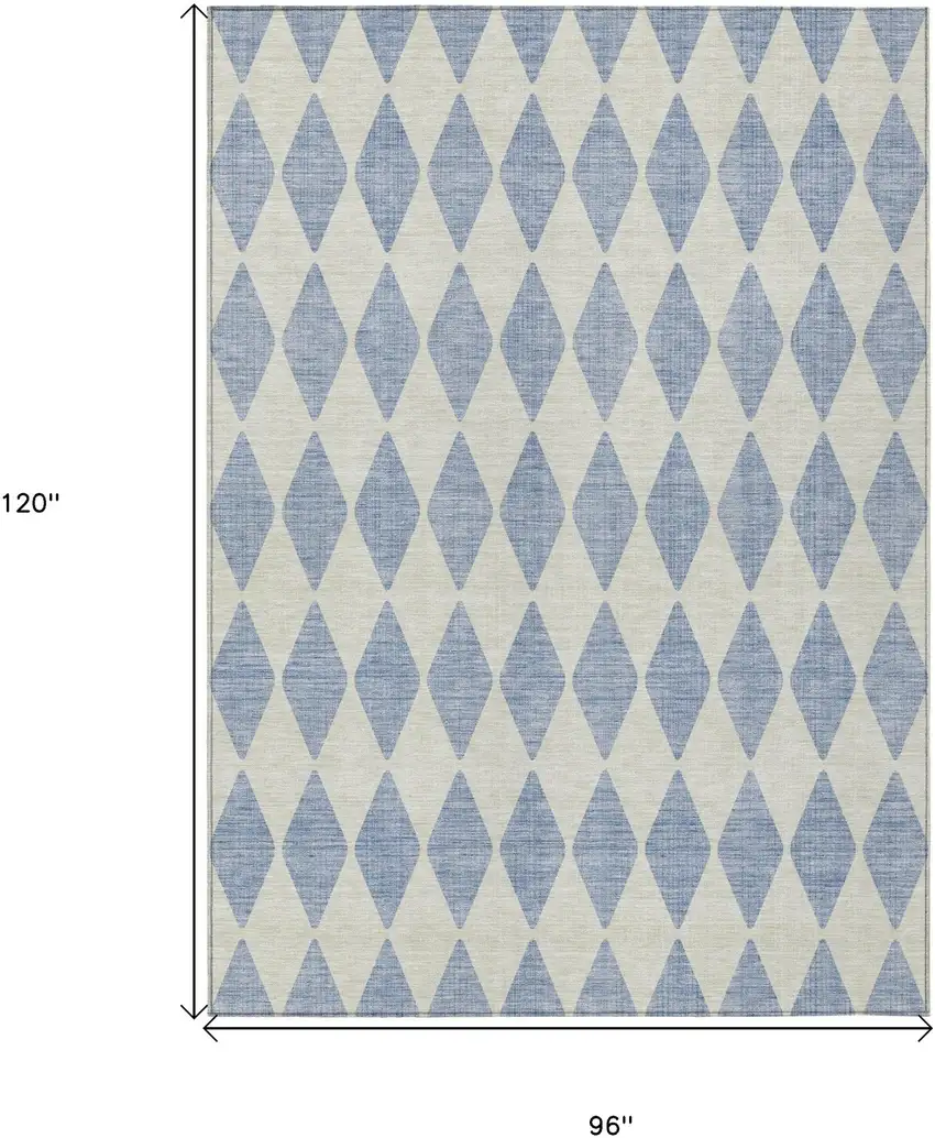 Sky Blue Geometric Washable Indoor Outdoor Area Rug Photo 3