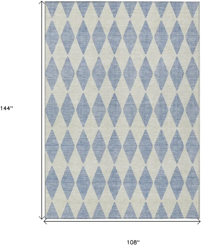Sky Blue Geometric Washable Indoor Outdoor Area Rug Photo 3