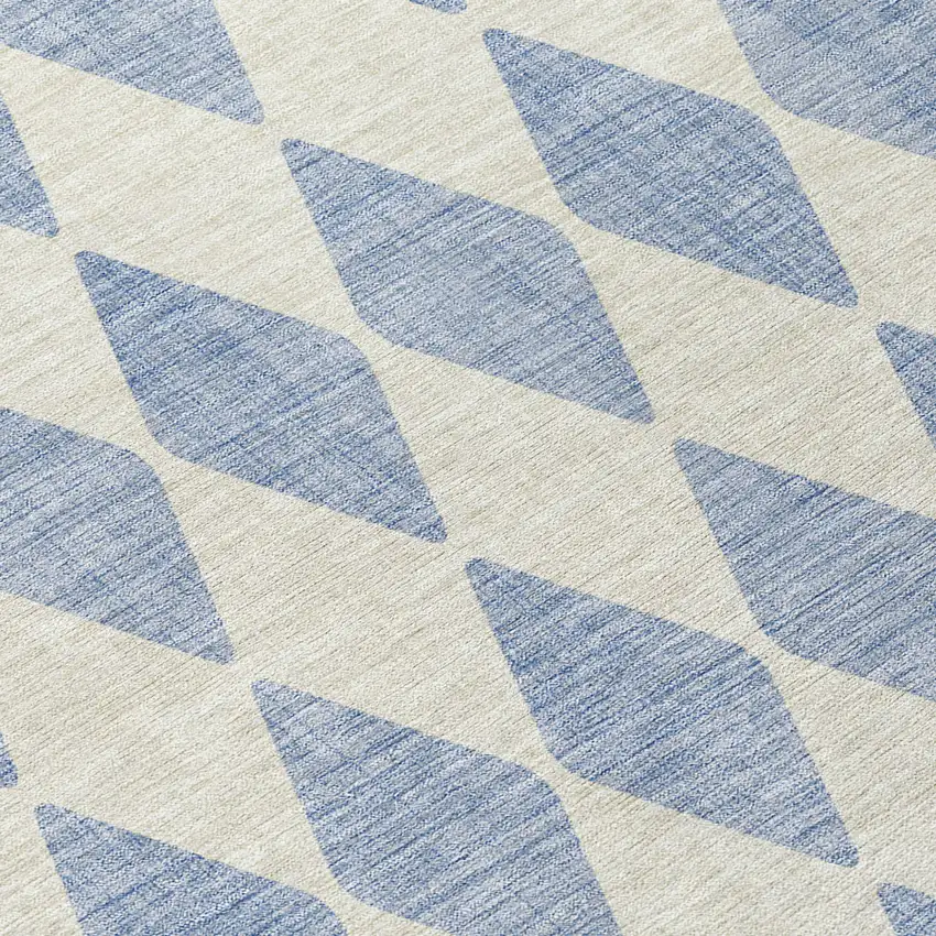 Sky Blue And Ivory Geometric Washable Indoor Outdoor Area Rug Photo 6