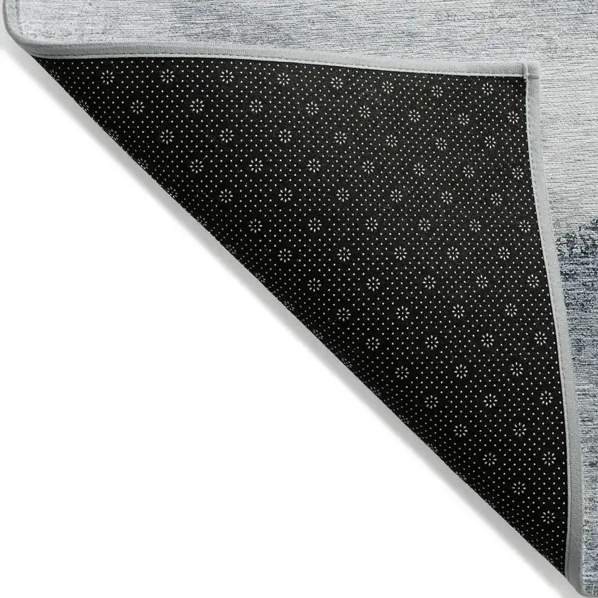 Sky Blue Gray And Charcoal Abstract Washable Indoor Outdoor Area Rug Photo 4