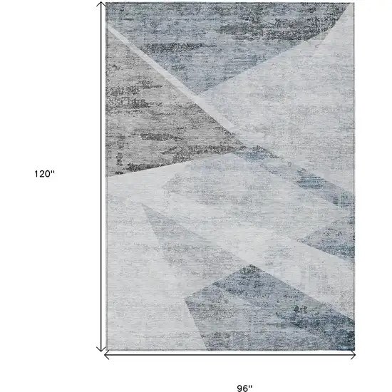 Sky Blue Gray And Charcoal Abstract Washable Indoor Outdoor Area Rug Photo 9