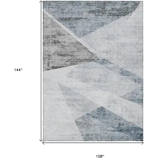 Sky Blue Gray And Charcoal Abstract Washable Indoor Outdoor Area Rug Photo 9