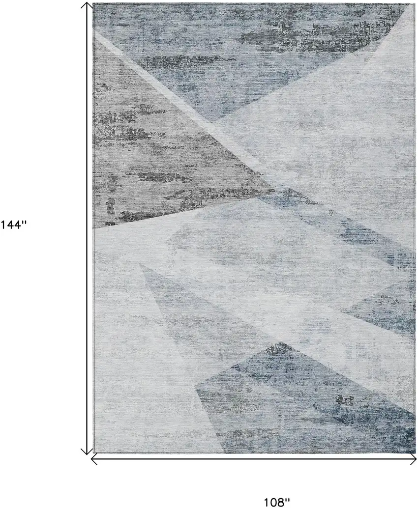 Sky Blue Gray And Charcoal Abstract Washable Indoor Outdoor Area Rug Photo 9