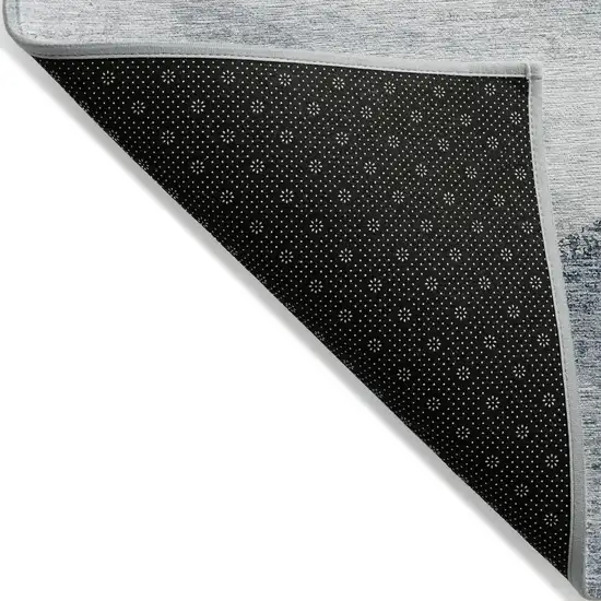Sky Blue Gray And Charcoal Abstract Washable Indoor Outdoor Area Rug Photo 4