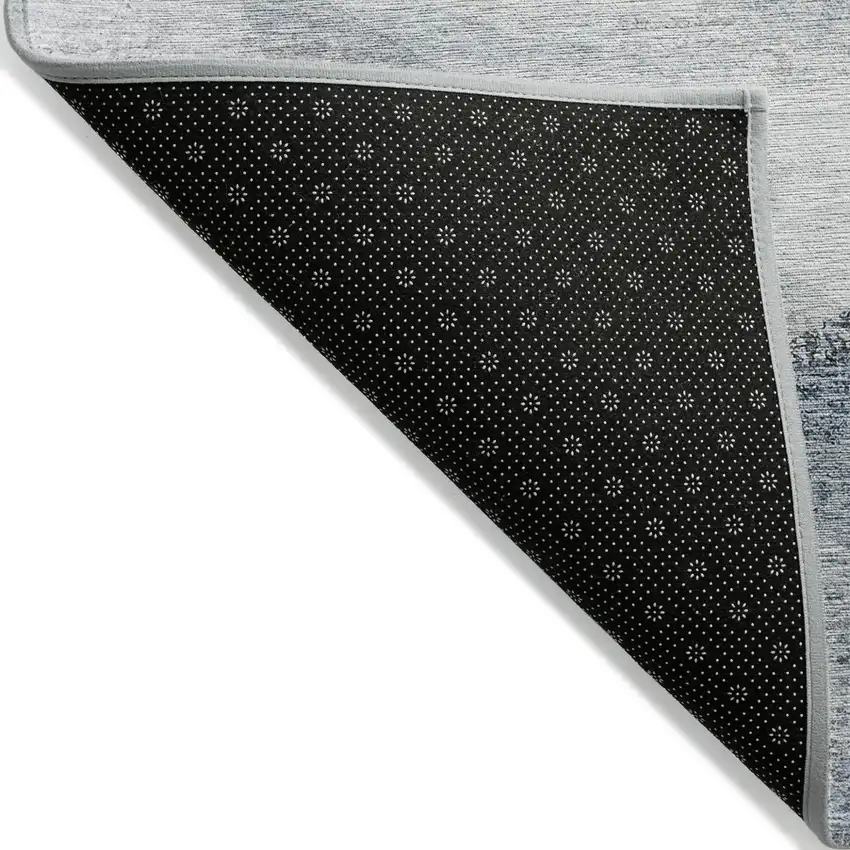 Sky Blue Gray And Charcoal Abstract Washable Indoor Outdoor Area Rug Photo 4