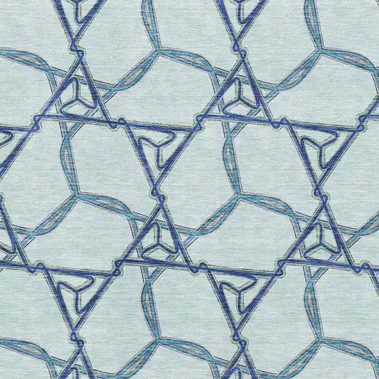 Sky Blue Gray And Denim Blue Geometric Washable Area Rug With UV Protection Photo 2