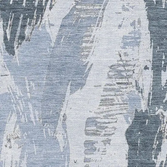 Sky Blue Gray And Ivory Abstract Washable Area Rug With UV Protection Photo 2