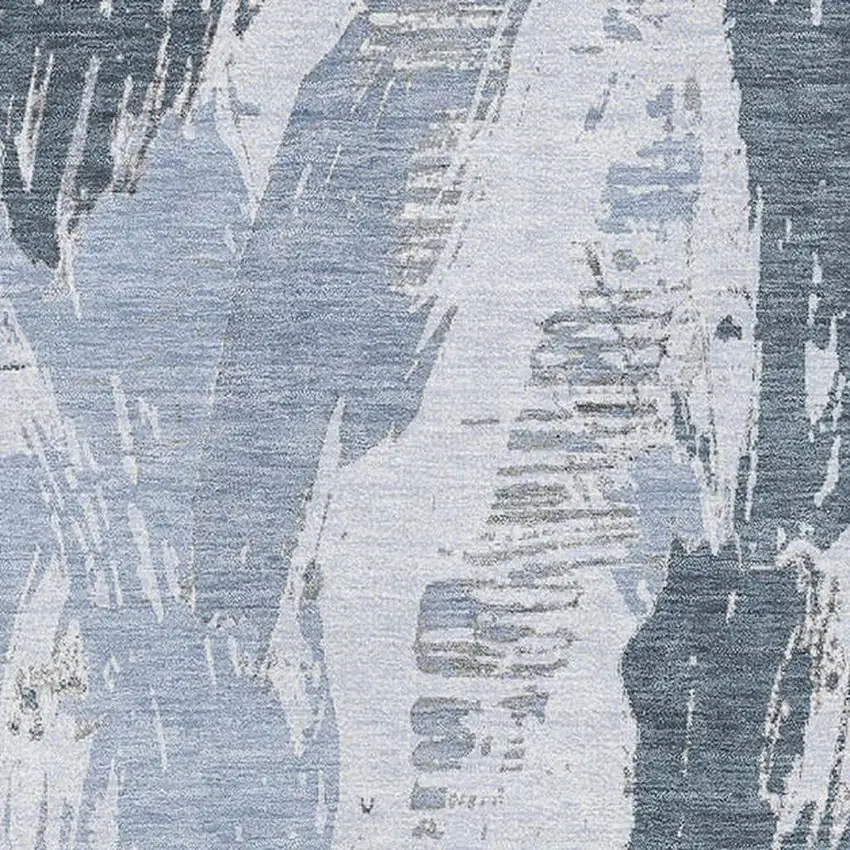 Sky Blue Gray And Ivory Abstract Washable Area Rug With UV Protection Photo 2