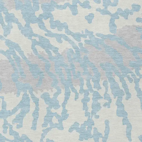 Sky Blue Gray And Ivory Animal Print Washable Indoor Outdoor Area Rug Photo 6