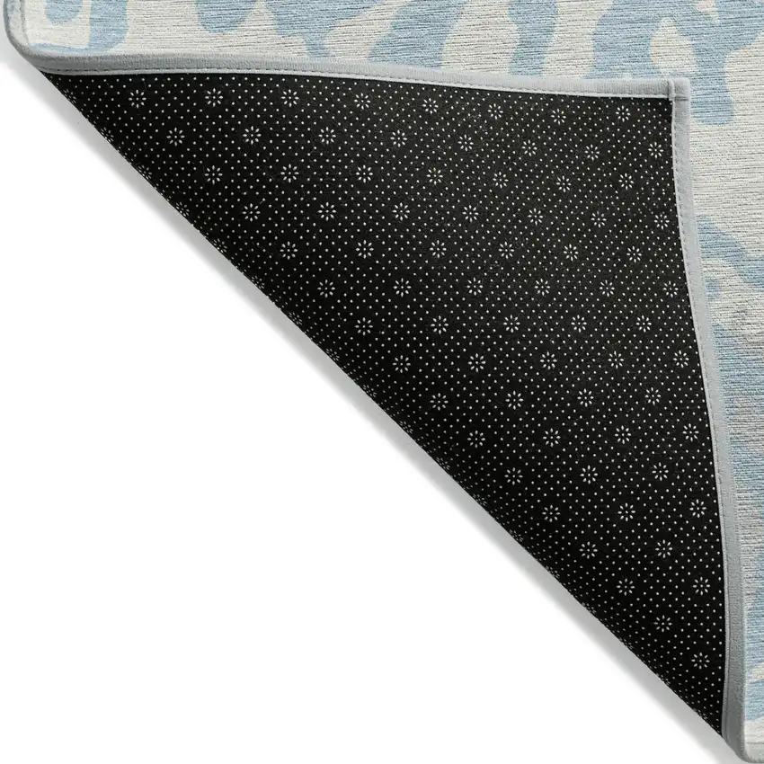 Sky Blue Gray And Ivory Animal Print Washable Indoor Outdoor Area Rug Photo 4