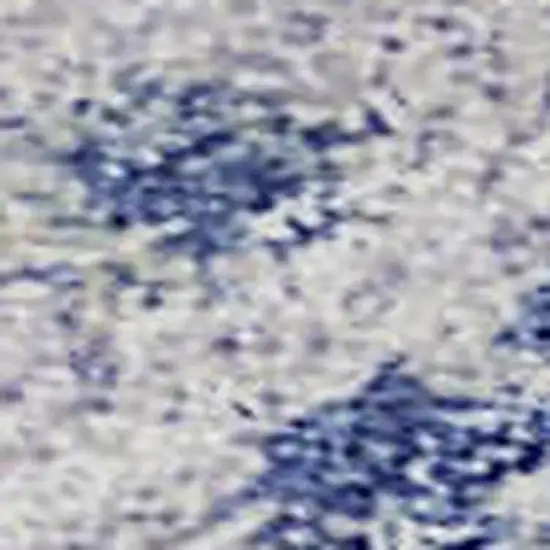 Sky Blue Gray And Ivory Damask Washable Area Rug With UV Protection Photo 2