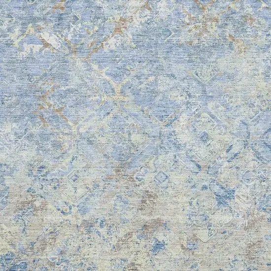 Sky Blue Gray And Ivory Diamond Washable Area Rug With UV Protection Photo 3